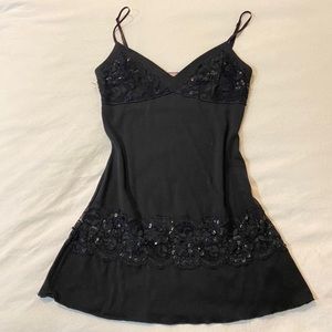 2000s black cami tank
embellished sequins + lace 
Volume 1 sample